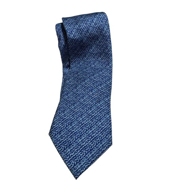 Marmo di Carrara Silk Italian Tie Blue Tone Print - Picture 1 of 4